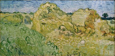 Veld met hooibergen door Vincent van Gogh